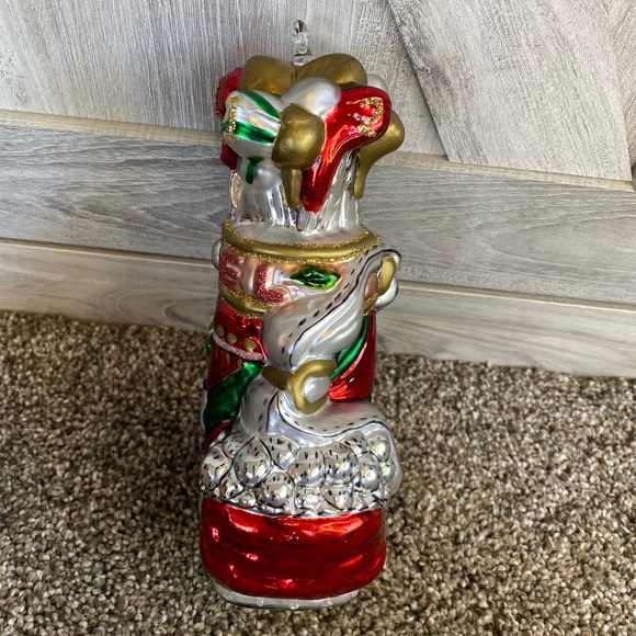 Large Hand Blown Glass Golf Bag Christmas Tree Ornament Crystals Golfer Noel - Picture 3 of 9